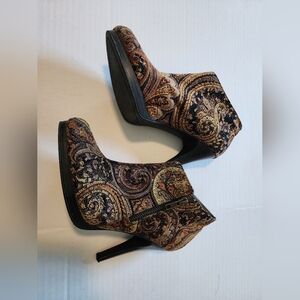Diba Multicolor Paisley Heeled Boots